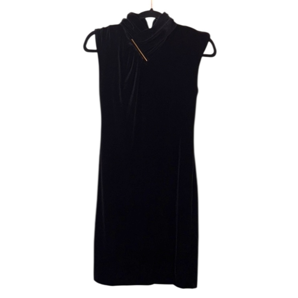 Calvin Klein Black Velvet Midi Dress XS - Picture 1 of 7